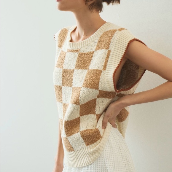 Anthropologie Sweaters - NWT Maeve by Anthropologie Checkered Sweater Vest XXS